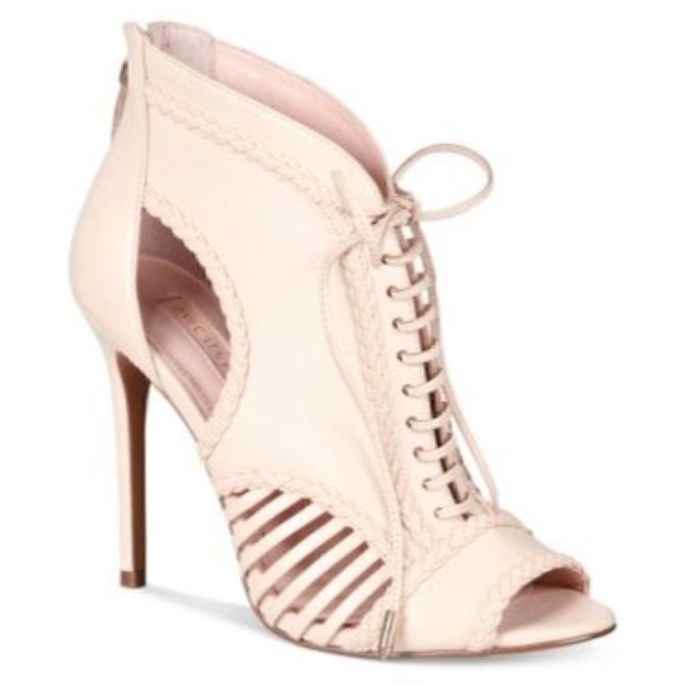 Avec Les Filles Joyce Leather Peep Toe Booties Sz 6.5M